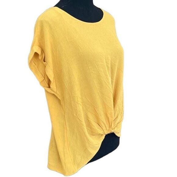 New with tags Pink Rose gold rayon knot front top with cap sleeve, size S - Picture 4 of 7